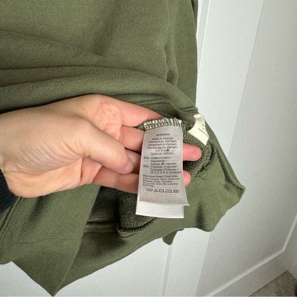 Madewell Pleat Sleeve Olive Green Pullover Sweatshirt Size Small - Picture 5 of 7